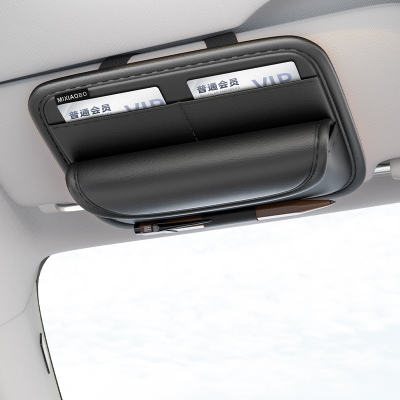 Leather Car Sun Visor Sunglasses Holder | Glasses & Card Organizer