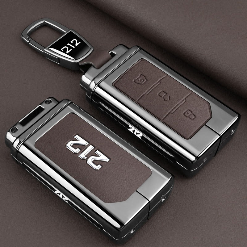 Premium Metal & Leather Key Cover for BAW 212